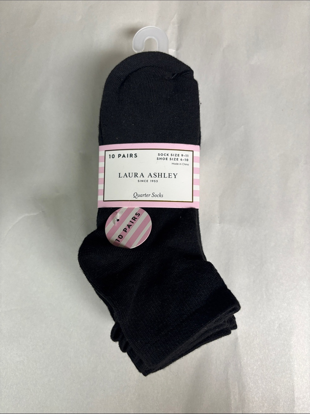 New Laura Ashley Socks Women’s 10 Pair Black Quarter Socks Casual Activewear